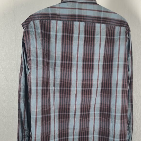 Columbia Men's Brown Blue Plaid Classic Long Sleeve Button-Front Shirt Size L - Picture 6 of 13